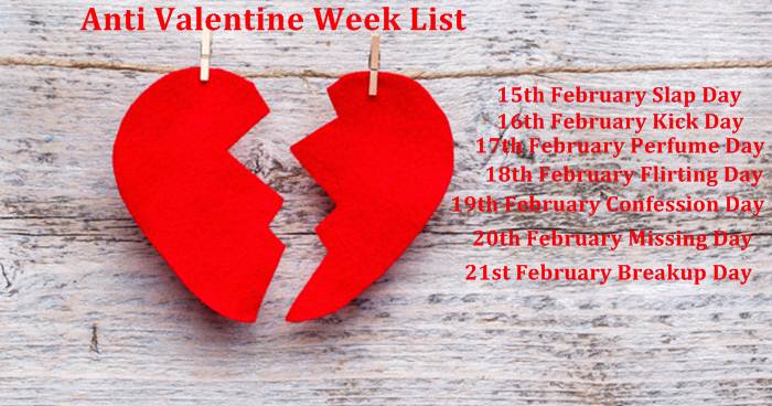 Anti Valentine Week List, Dates, Schedule & Calendar 2023